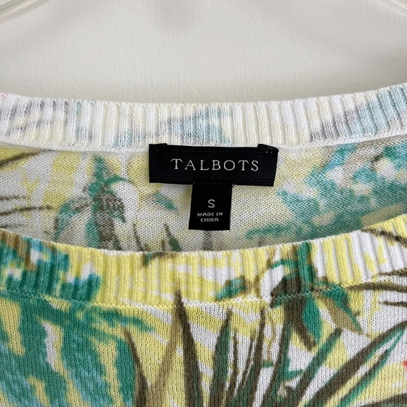Talbots Tropical Parrot Bird Stretch Knit Blouse Short Sleeve Crew Neck, Size S - Picture 4 of 8